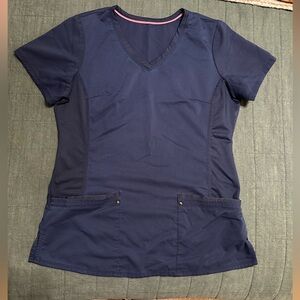 Purple Label by Healing Hands Navy Blue Women's V-Neck Scrub Top